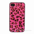Leopard Grain PC Case for iPhone 4 and 4S, in Pink and Black Color, Elegance Look, Soft Handfeel